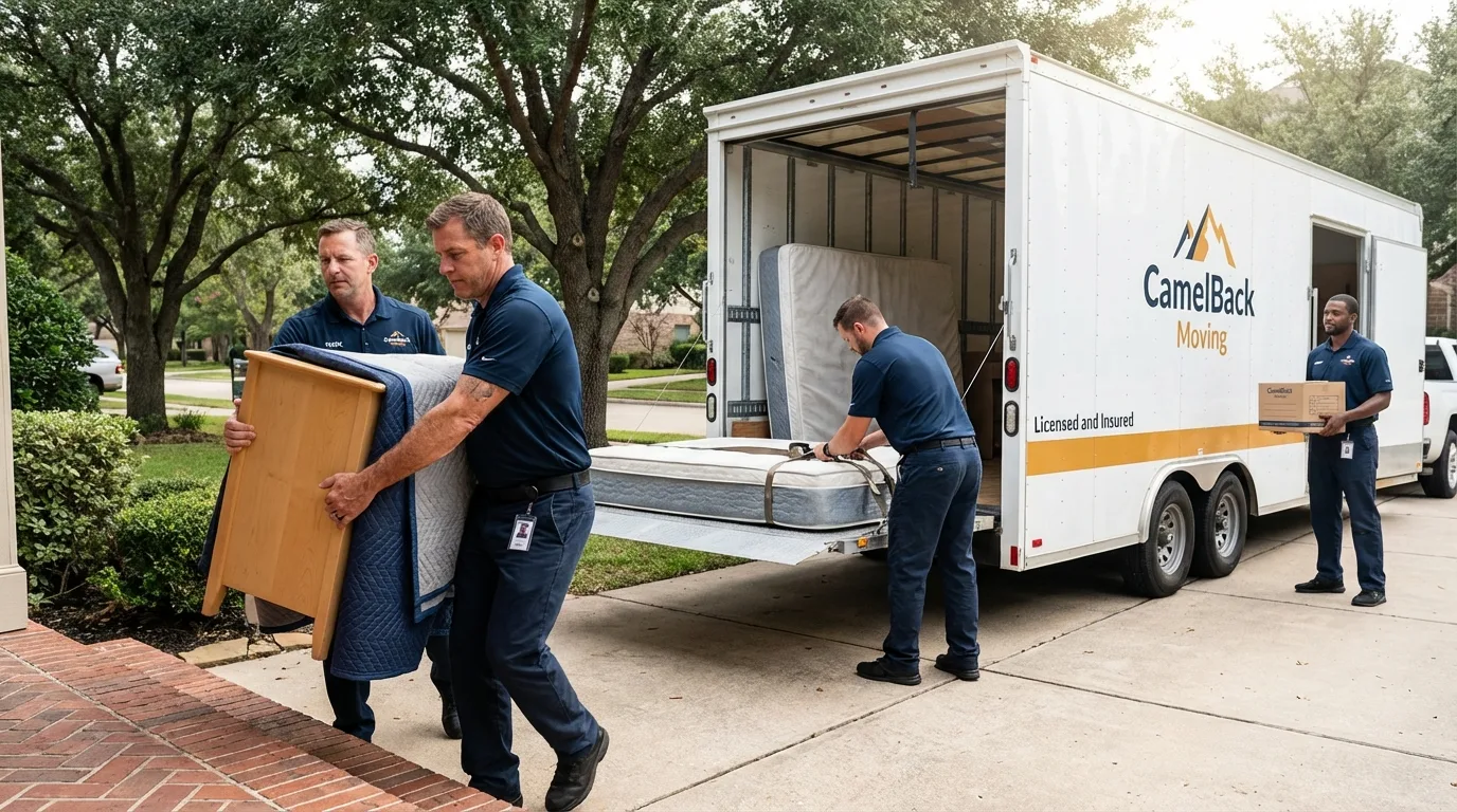 Crew loading residential truck for cross-state move from London, OH